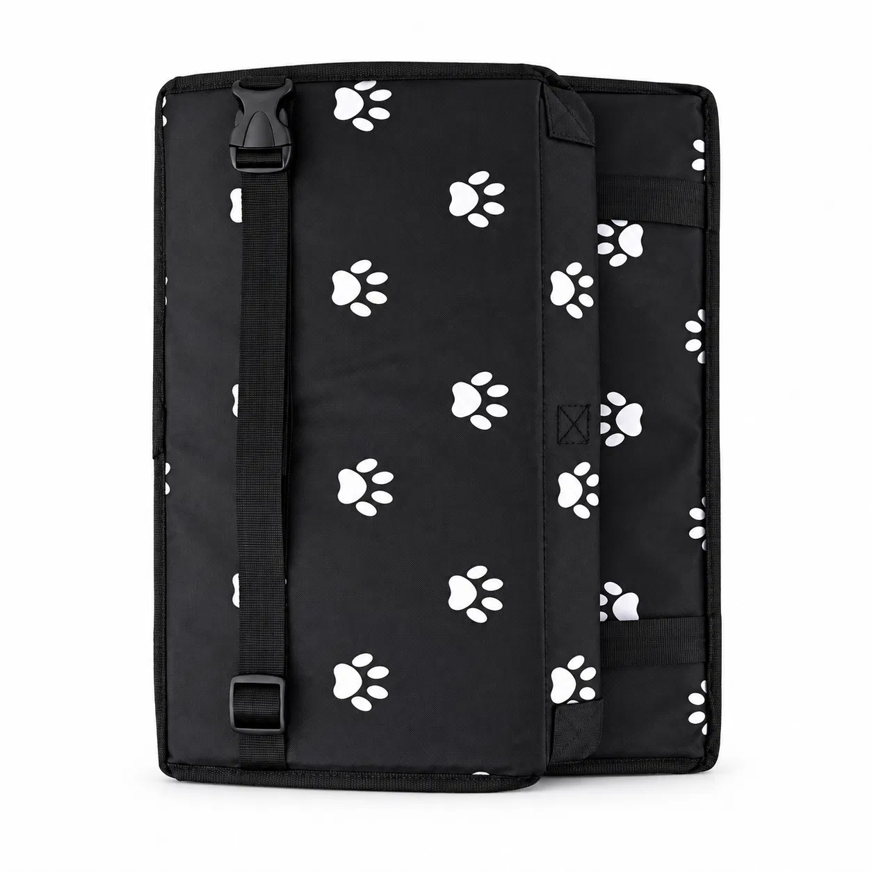 Lebon Foldable Pet Car Seat Bag with Mesh Sides and Paw Print