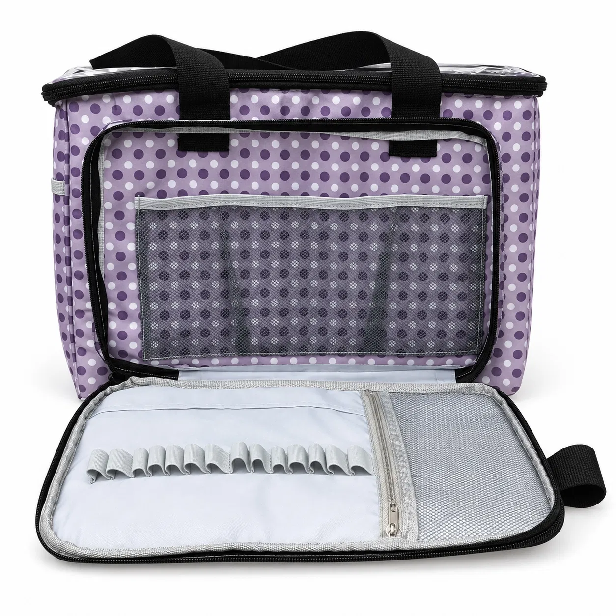 Custom Polka DOT Yarn Storage Tote Bag with Knitting Tool Organizer