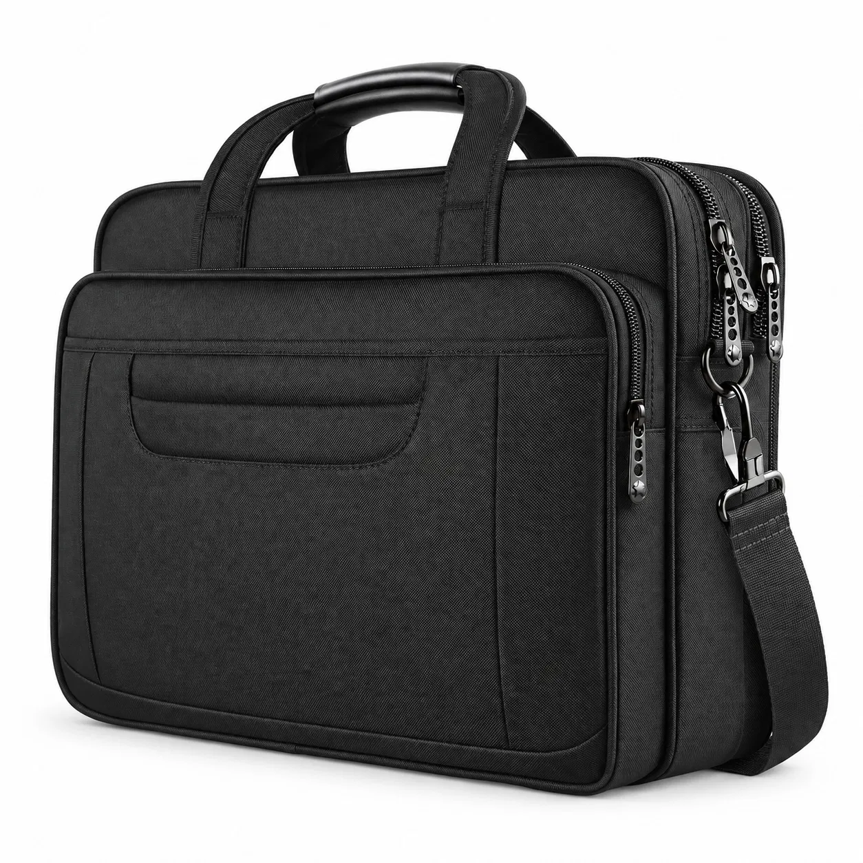 Nylon Laptop Briefcase with Front Organizer Pocket and Shoulder Strap