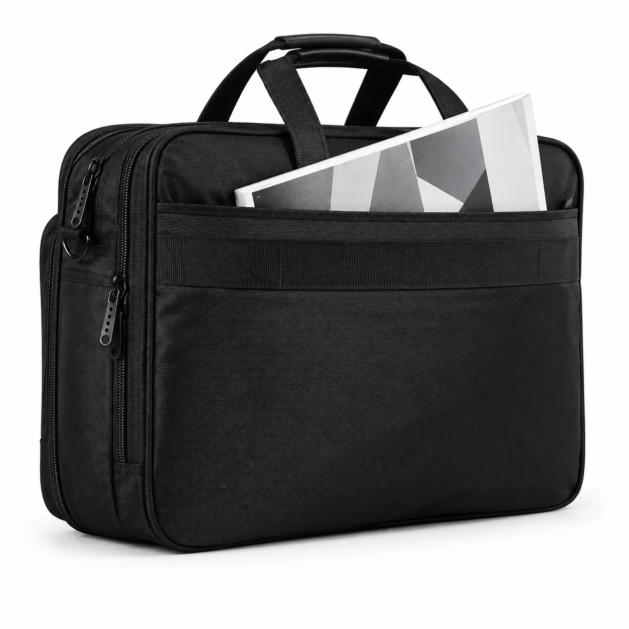 Nylon Laptop Briefcase with Front Organizer Pocket and Shoulder Strap