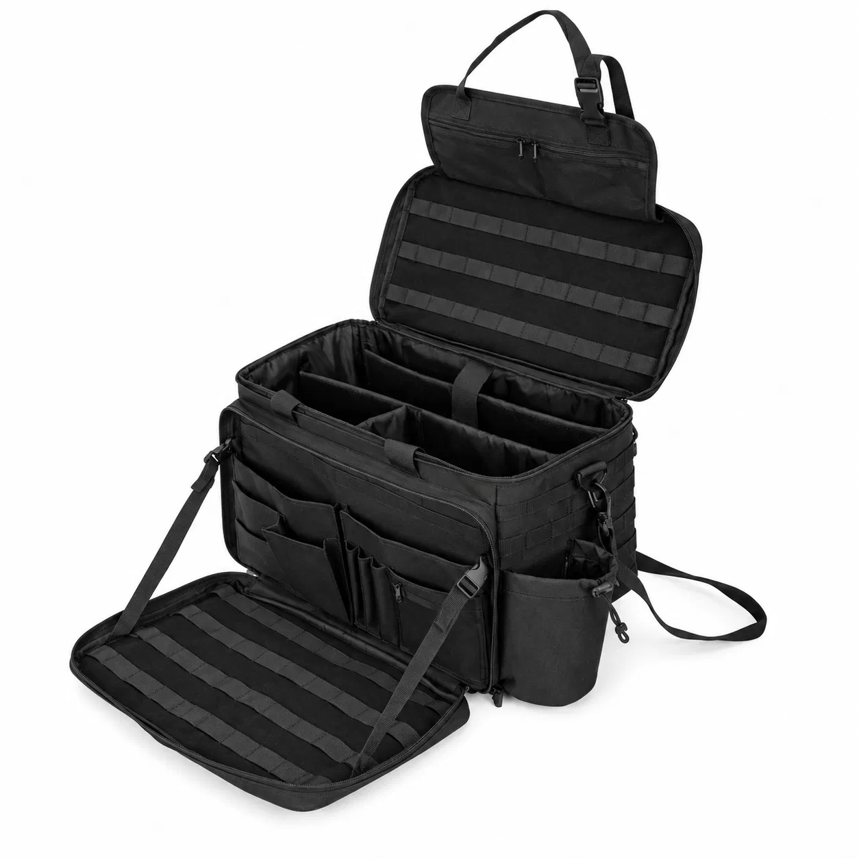 Black Polyester Tactical Patrol Organizer Bag for Car Front Seat