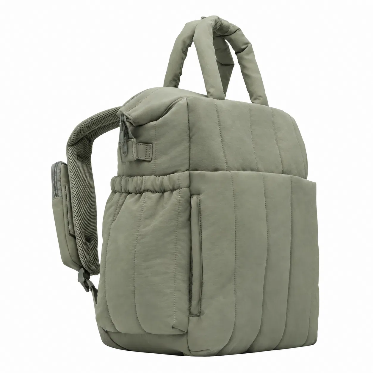 Custom Padded Nylon Backpack with Twin Handles and Elastic Side Pockets