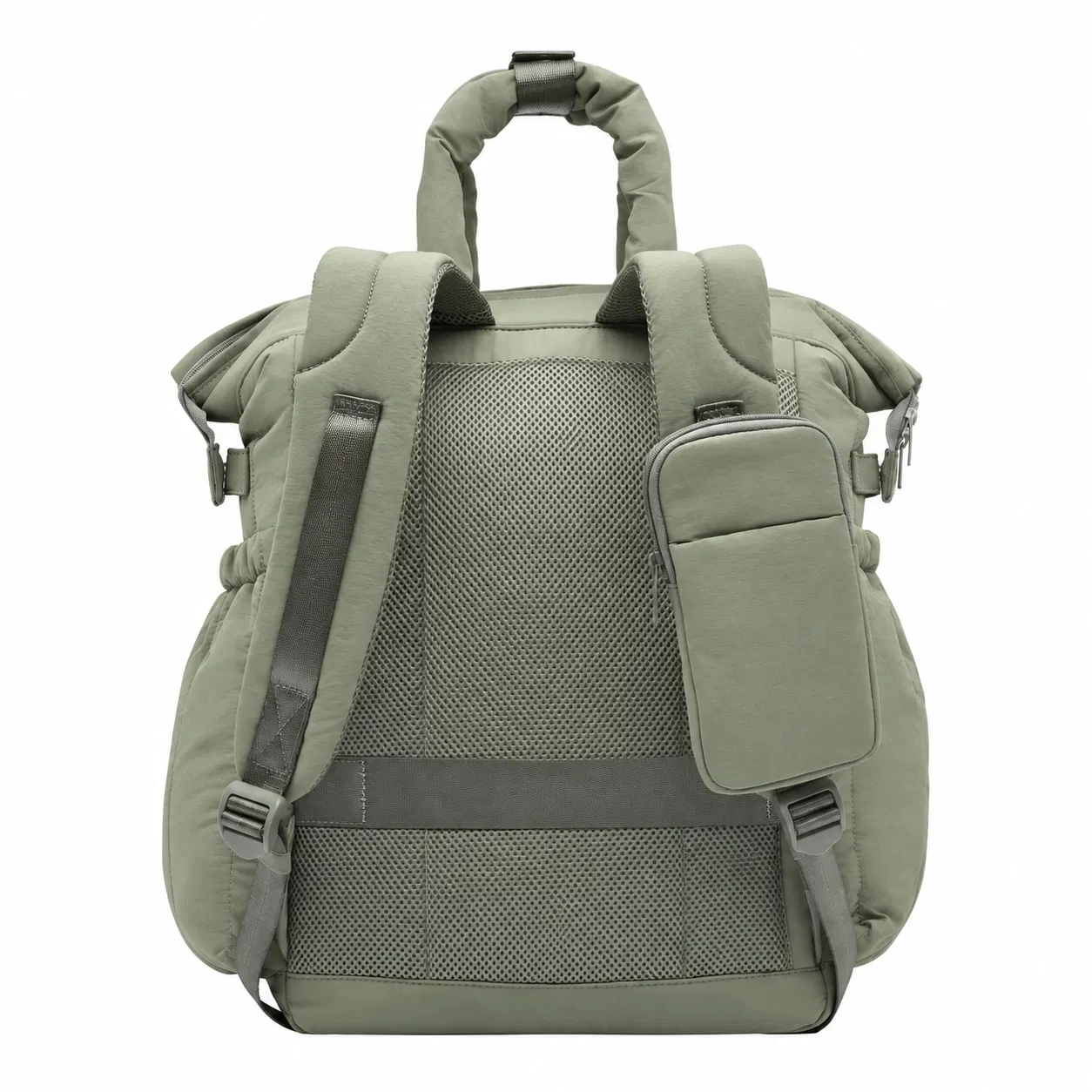 Custom Padded Nylon Backpack with Twin Handles and Elastic Side Pockets