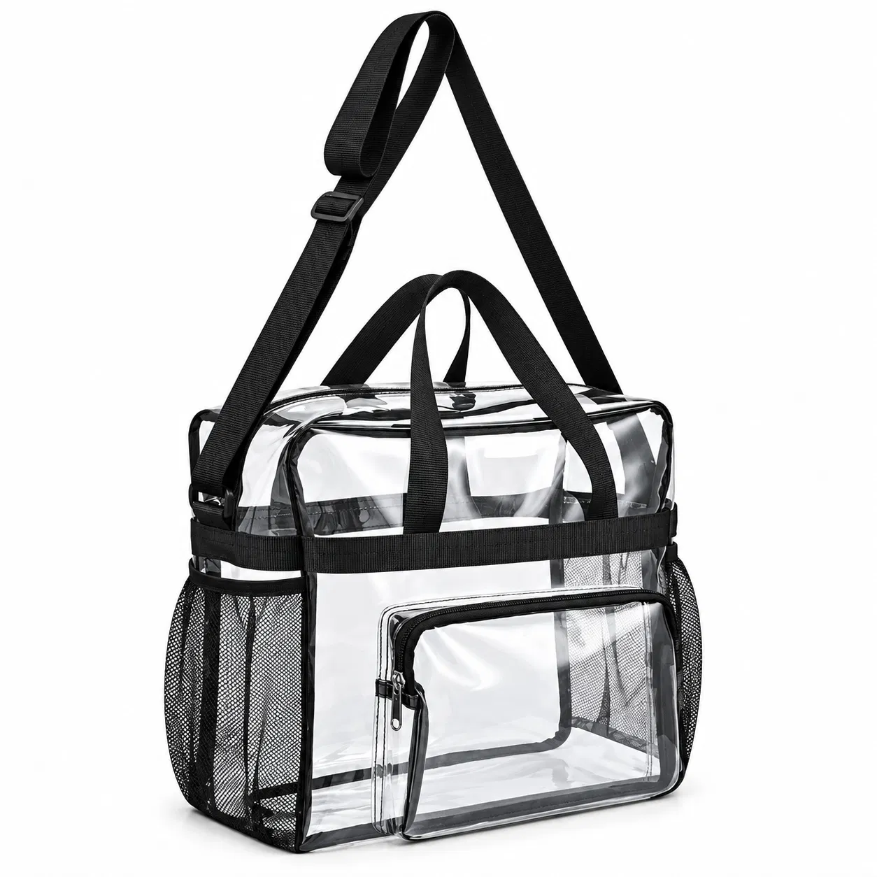 Transparent PVC Crossbody Shoulder Bag with Adjustable Strap and Zipper