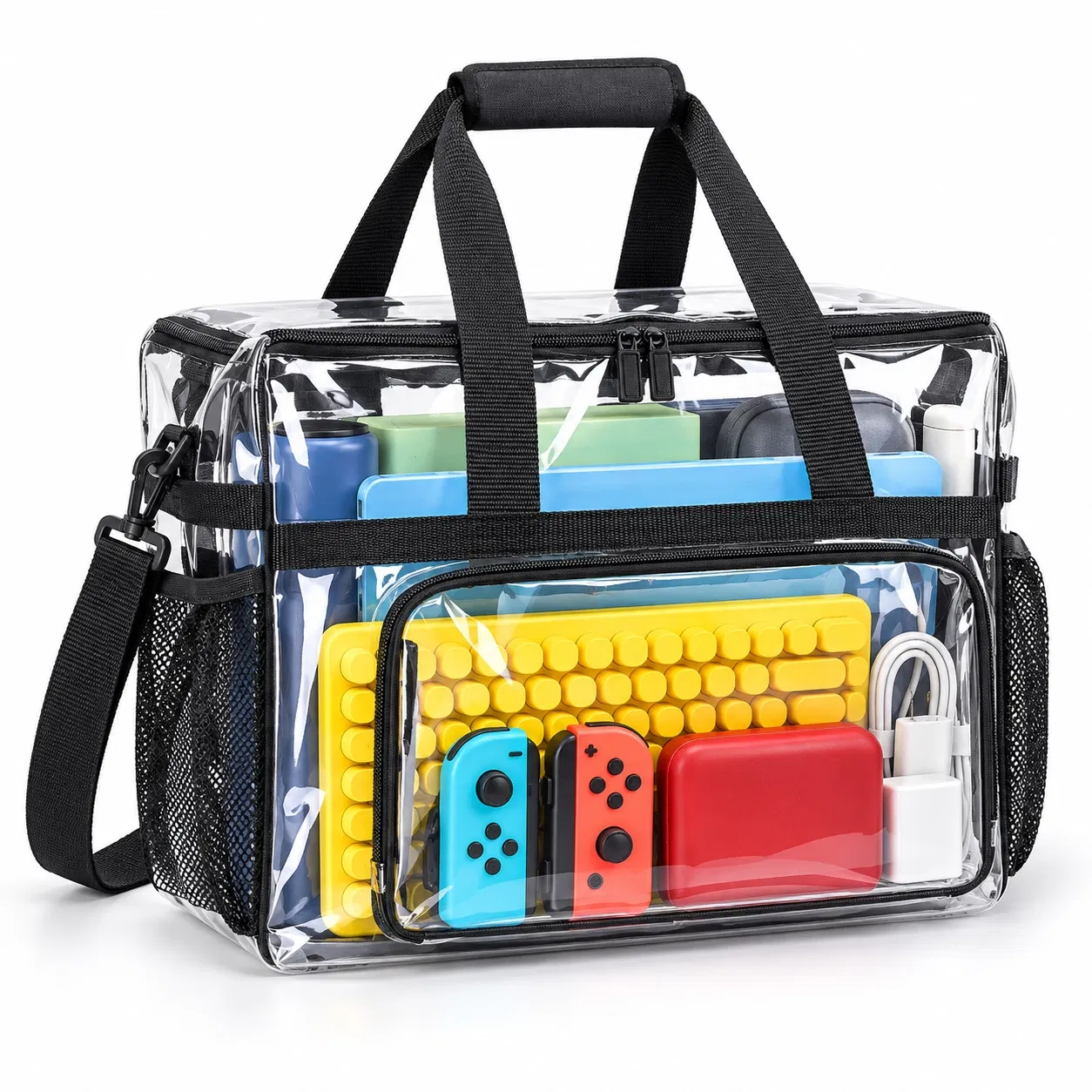 Transparent PVC Crossbody Shoulder Bag with Adjustable Strap and Zipper