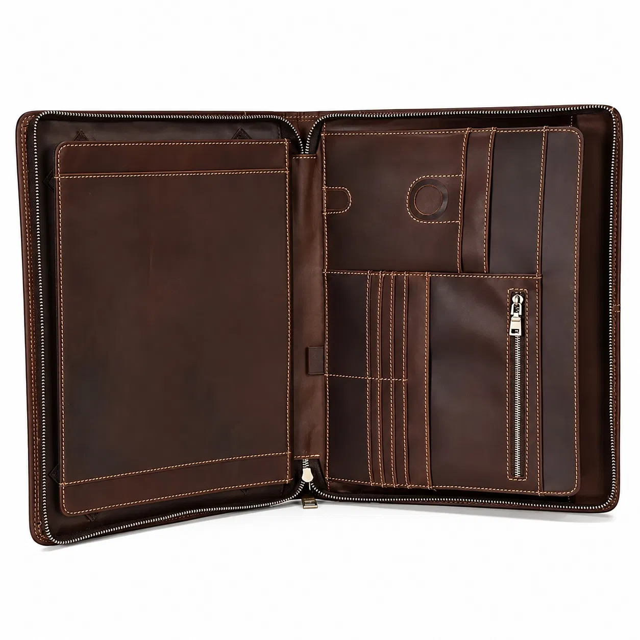 Genuine Leather Executive Laptop Briefcase with Shoulder Strap for Office and Business