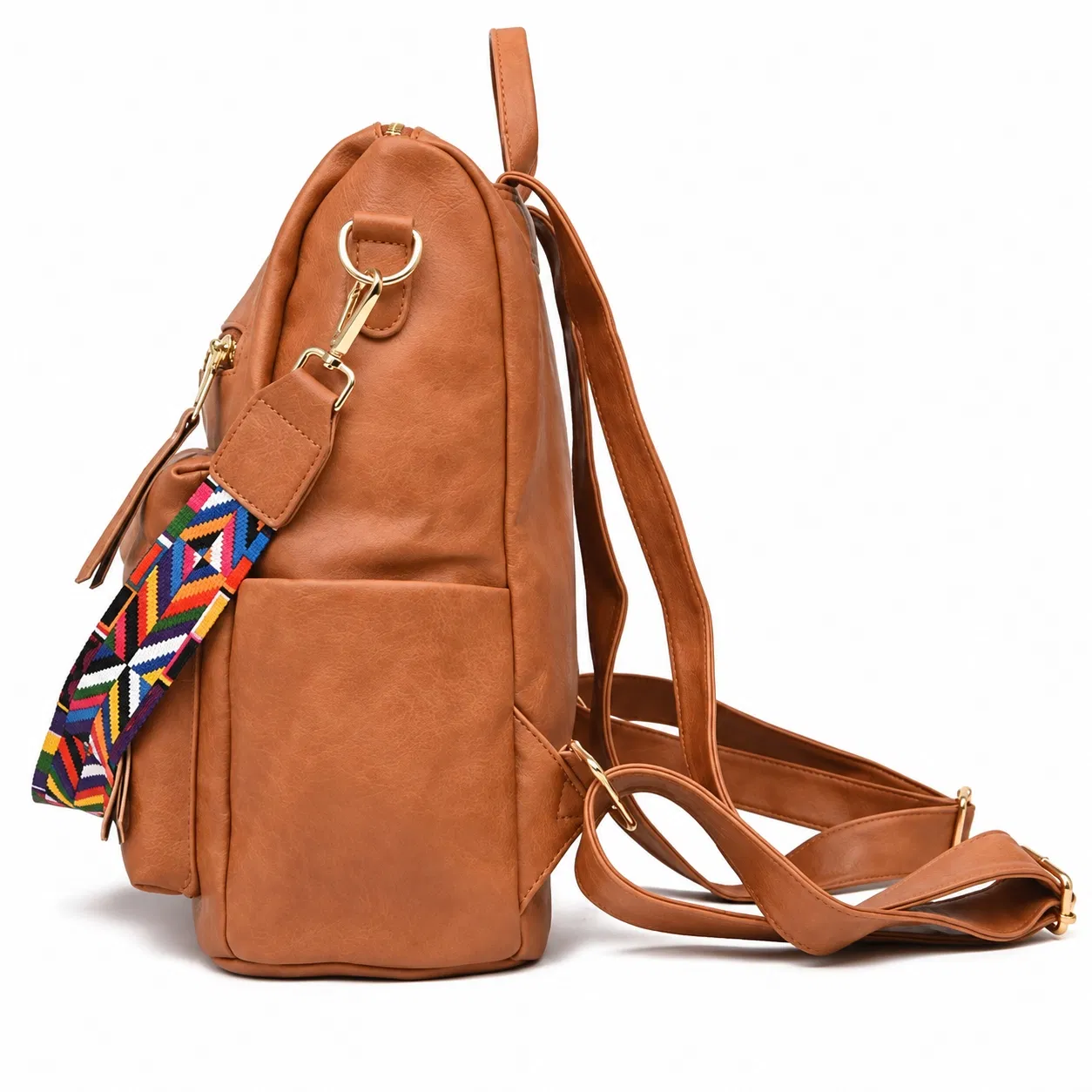 Womens Waterproof PU Convertible Backpack Purse with Polyester Lining and Zipper