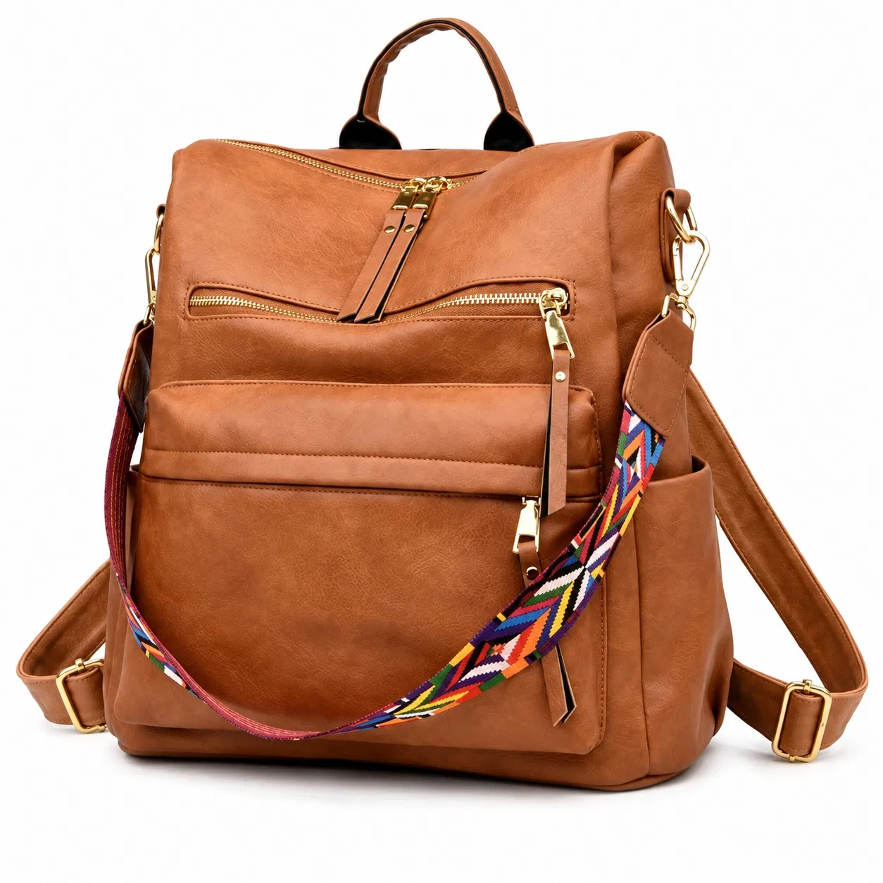 Womens Waterproof PU Convertible Backpack Purse with Polyester Lining and Zipper