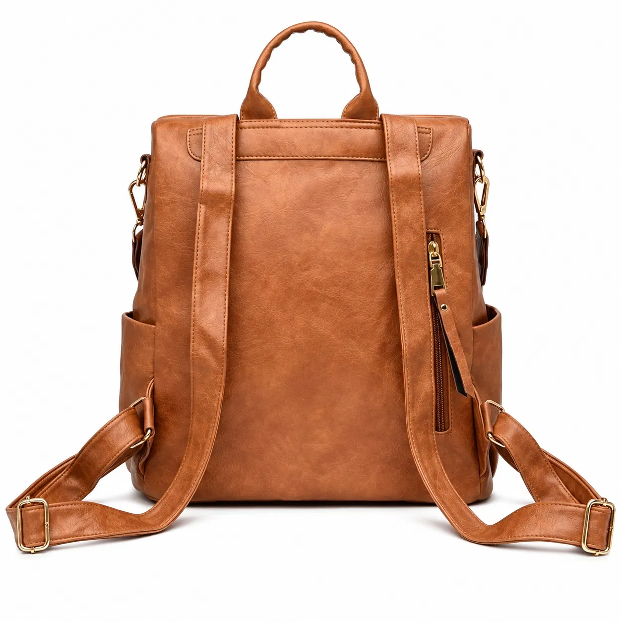 Womens Waterproof PU Convertible Backpack Purse with Polyester Lining and Zipper