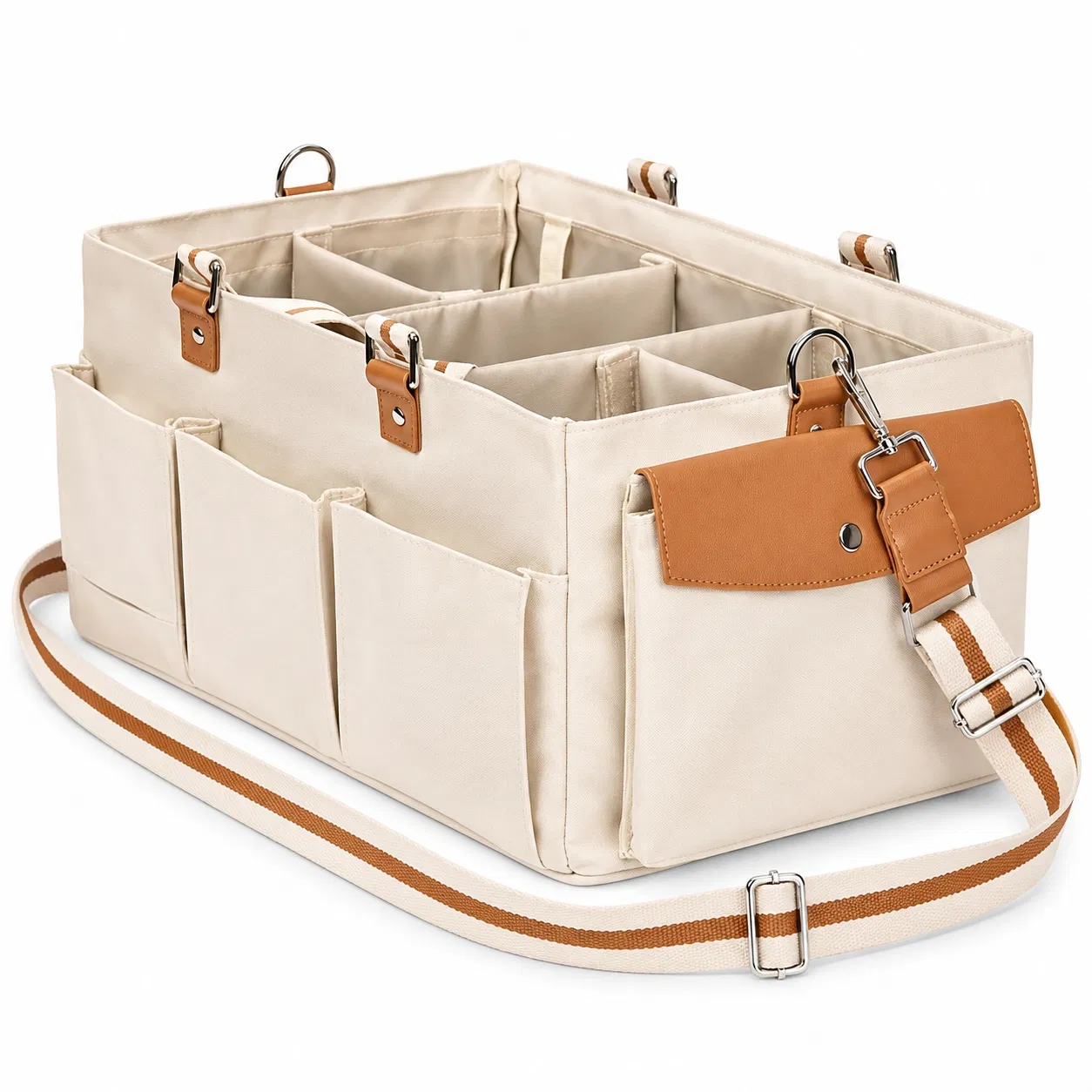 Foldable Polyester Baby Diaper Caddy Organizer with Multiple Compartments