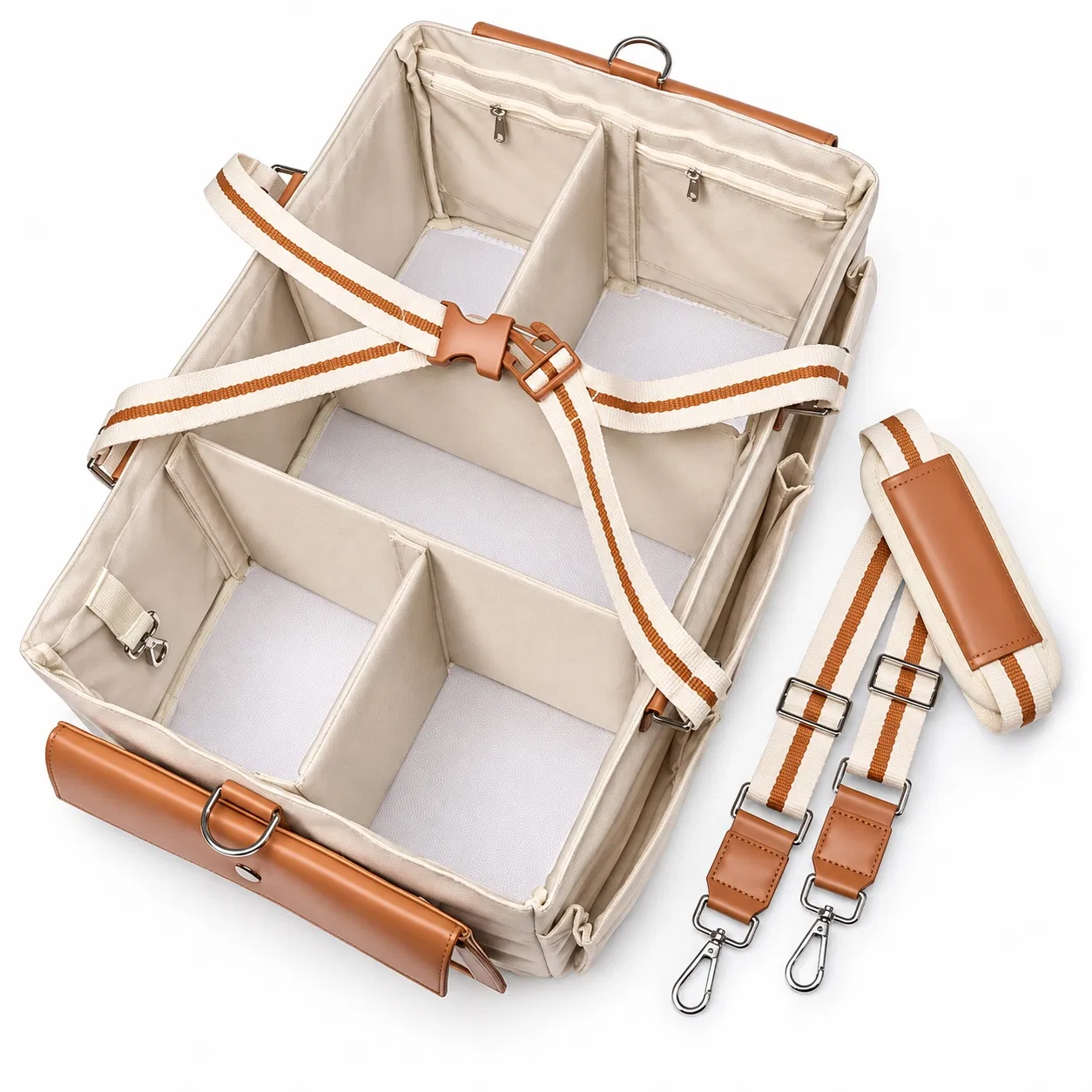 Foldable Polyester Baby Diaper Caddy Organizer with Multiple Compartments