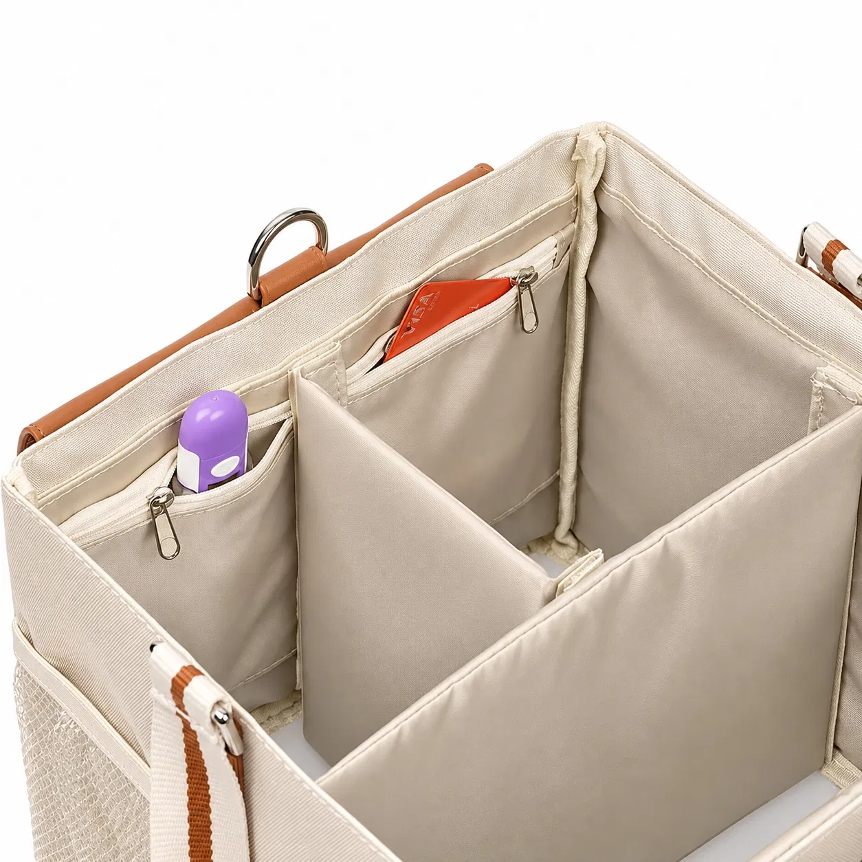 Foldable Polyester Baby Diaper Caddy Organizer with Multiple Compartments