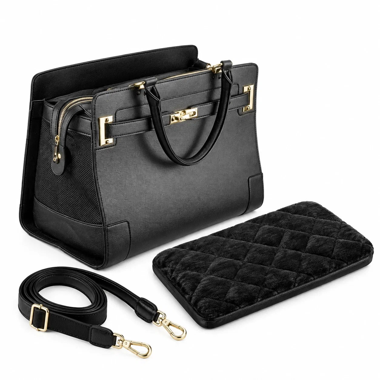 PU Leather Small Dog Purse Carrier with Shoulder Strap