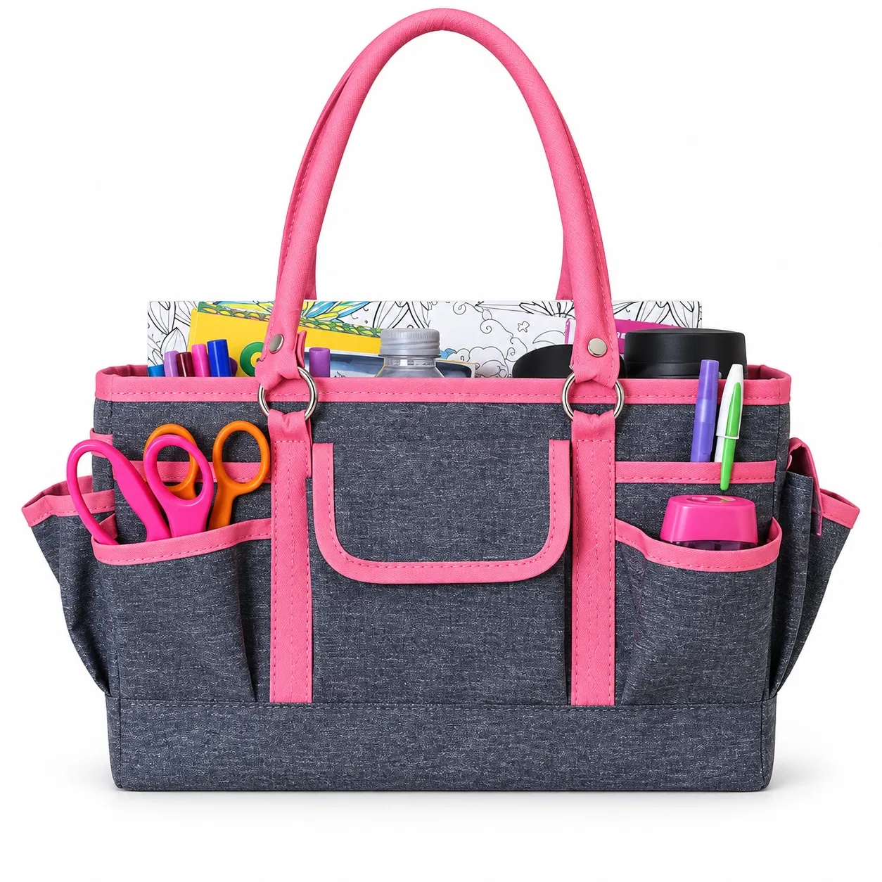 Custom Polyester Craft Organizer Tote for Sewing and Scrapbooking Supplies