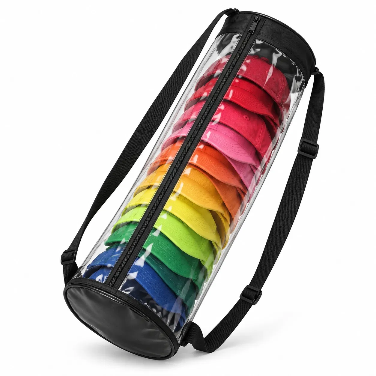 Transparent PVC Hat Storage Travel Bag for up to 24 Baseball Caps