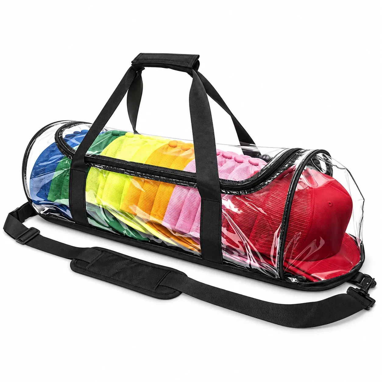 Transparent PVC Hat Storage Travel Bag for up to 24 Baseball Caps