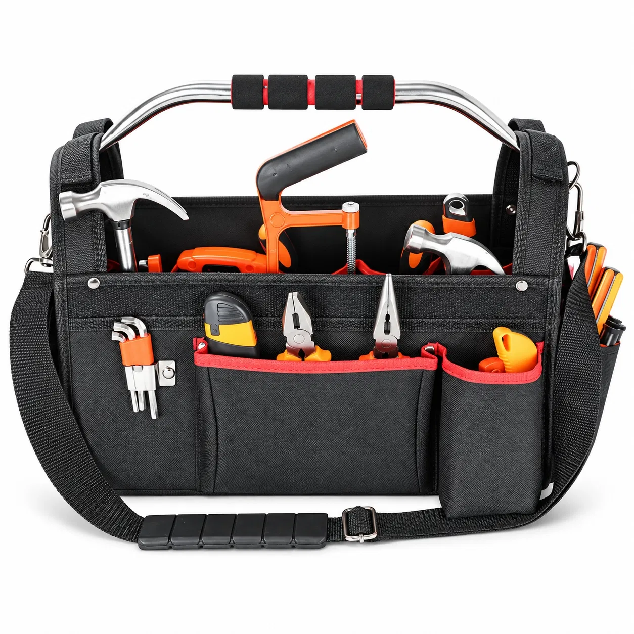 Portable Open Top Polyester Tool Tote Bag for Plumbers