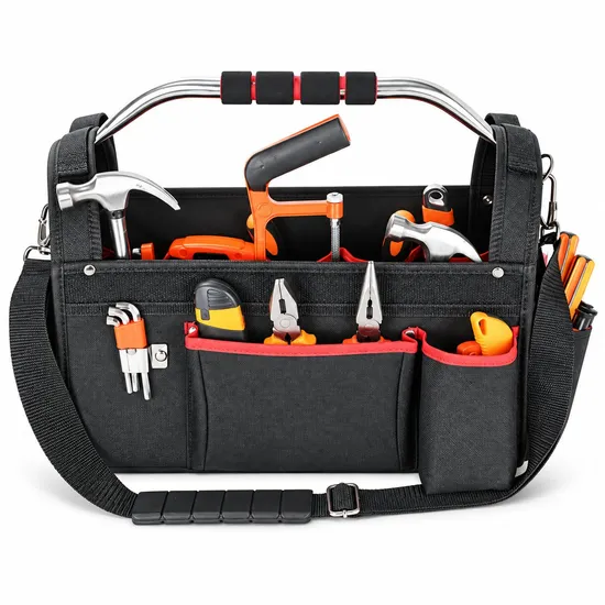 Portable Open Top Polyester Tool Tote Bag for Plumbers