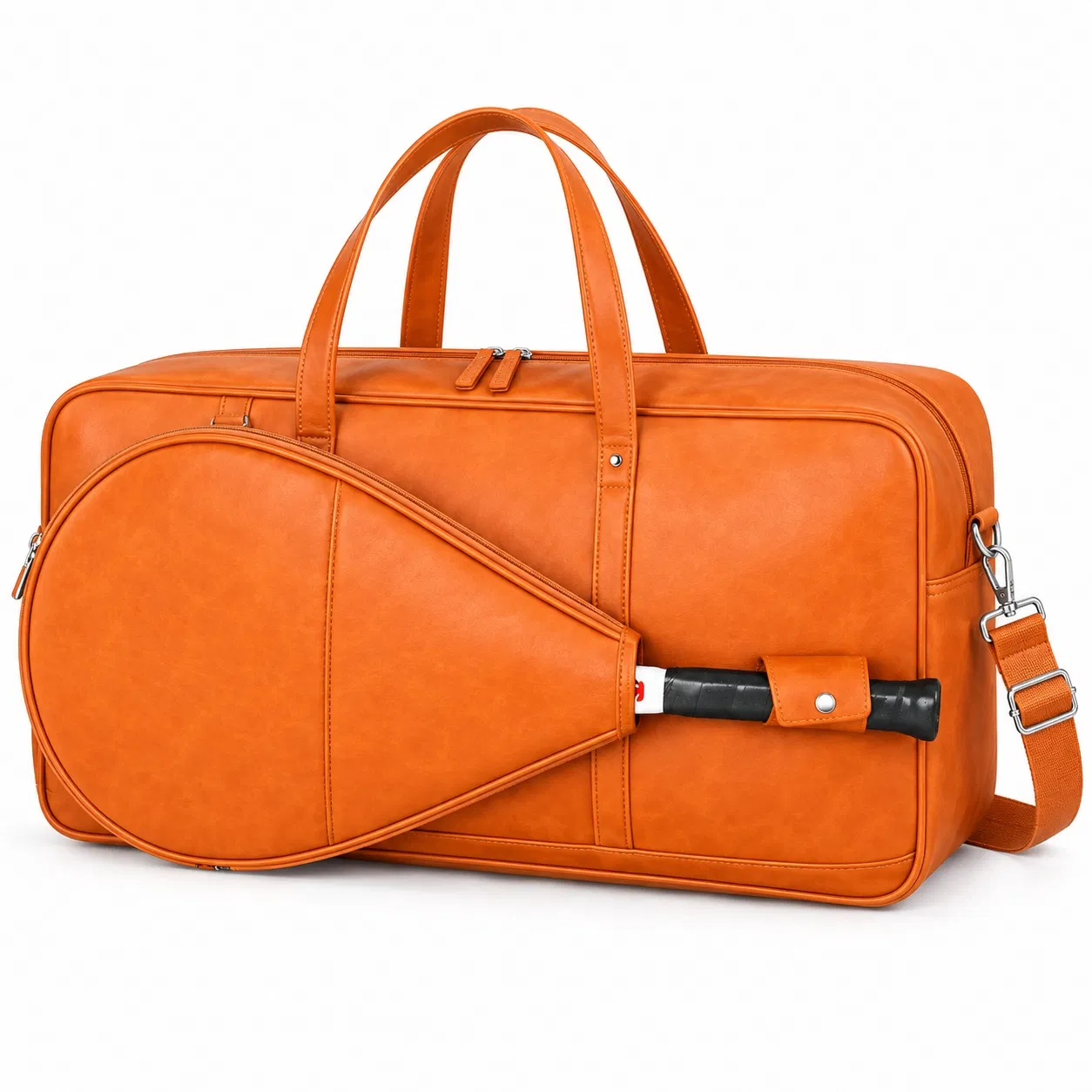 Custom PU Leather Pickleball Tennis Racket Tote Bag with Shoulder Strap