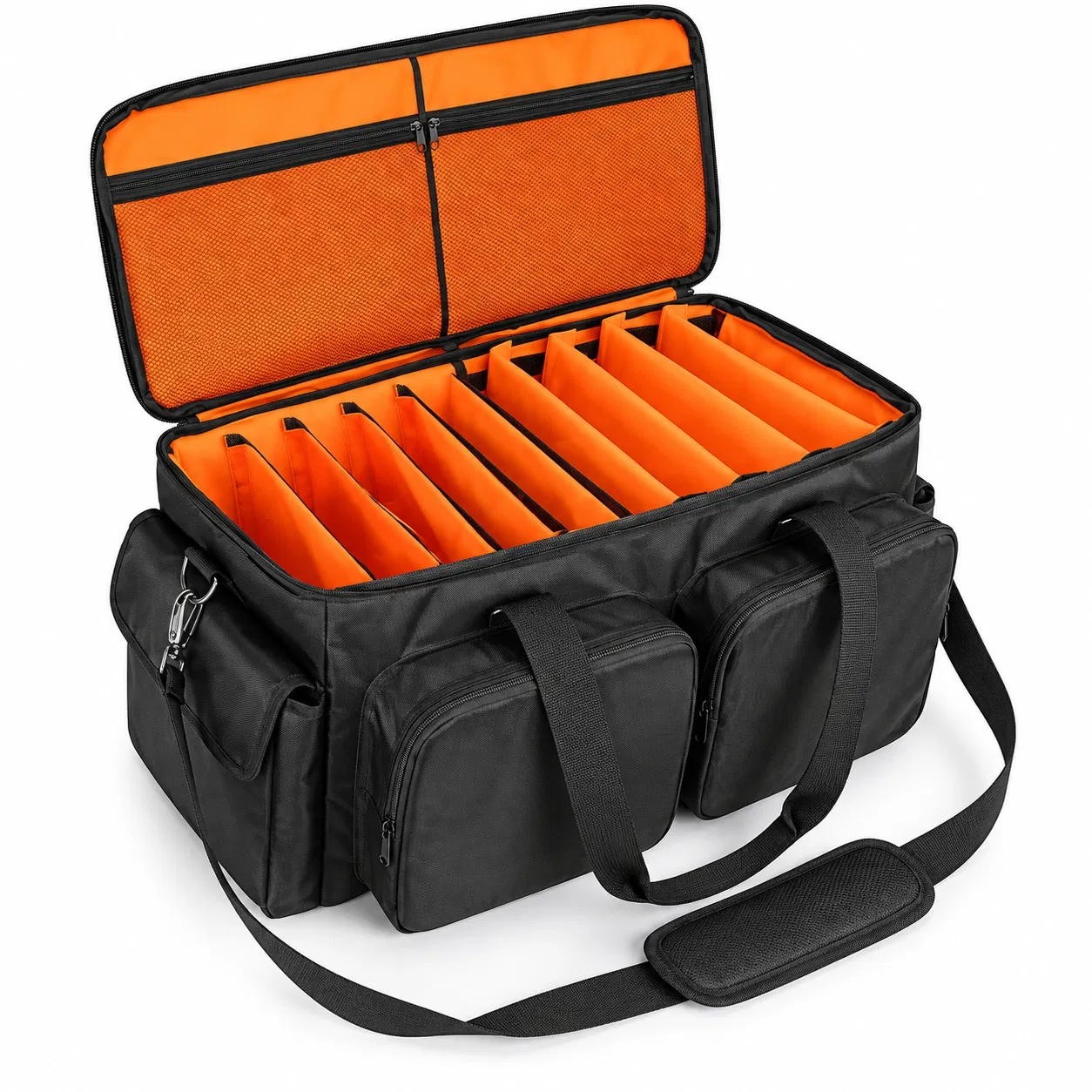 Custom Polyester DJ Cable Organizer Bag with Adjustable Dividers and Shoulder Strap
