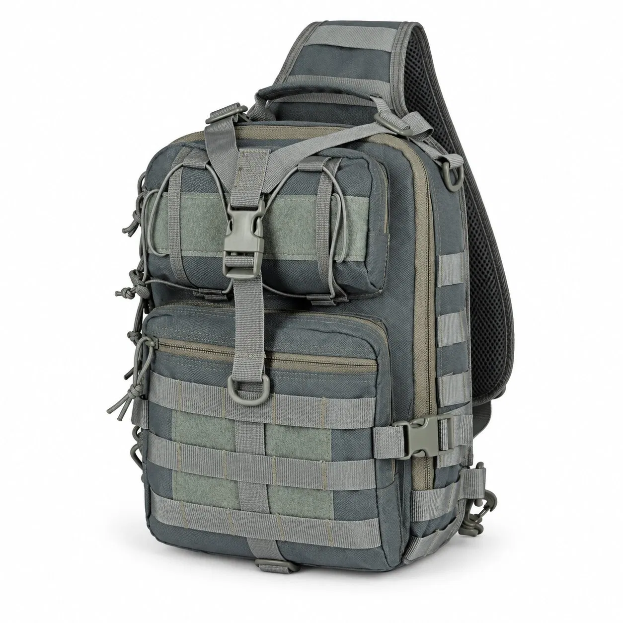 Oxford Tactical Sling Backpack with Zipper and Hasp for Outdoor Hiking