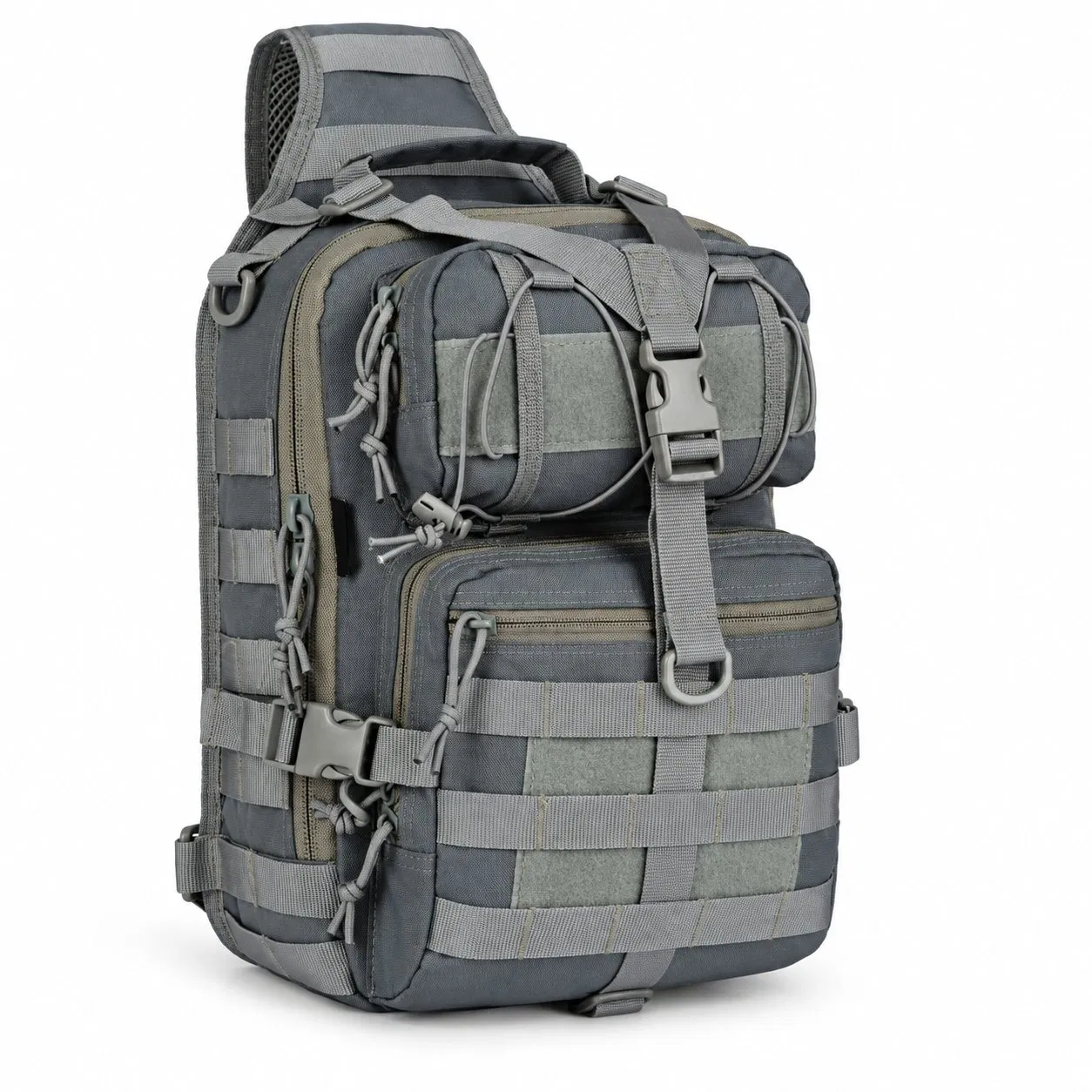 Oxford Tactical Sling Backpack with Zipper and Hasp for Outdoor Hiking