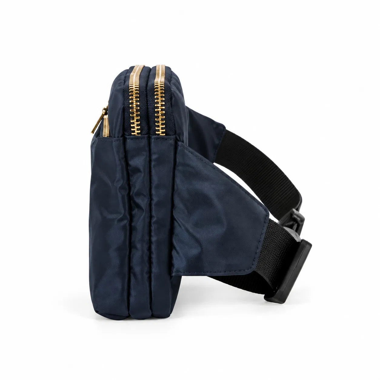Navy Polyester Multi-Pocket Waist Bag with Zipper