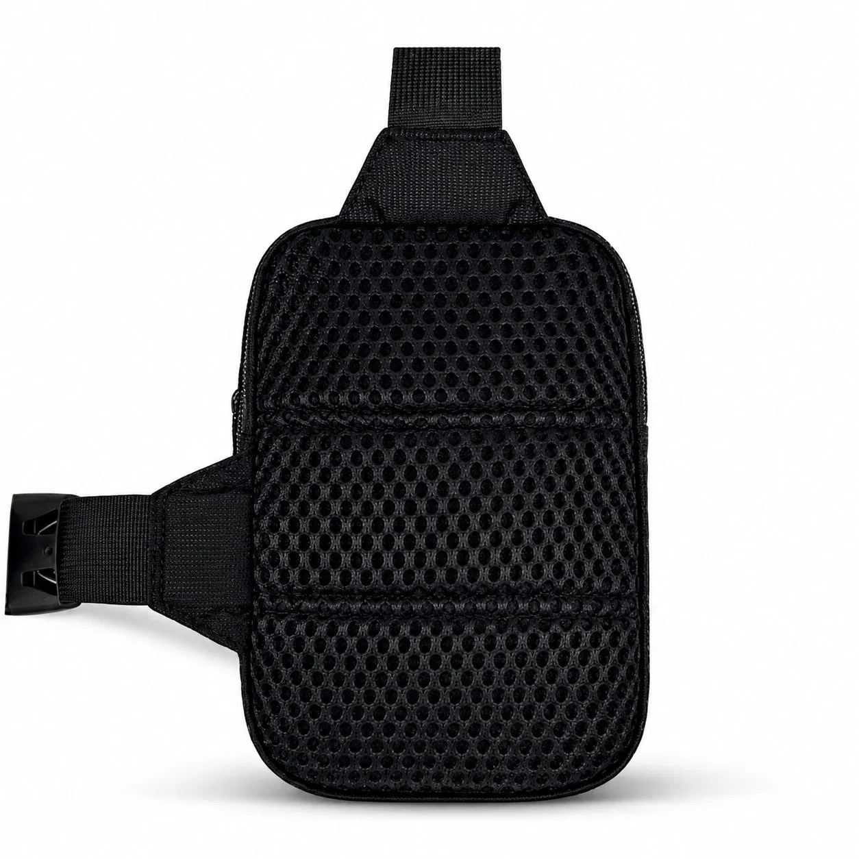 Nylon Sling Shoulder Bag with Adjustable Strap and Zipper Closure