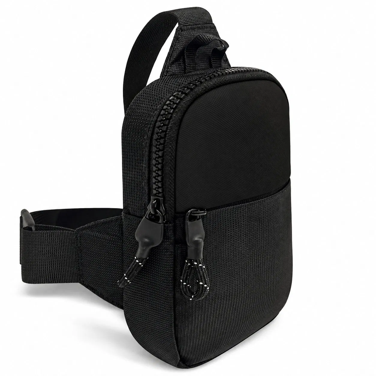 Nylon Sling Shoulder Bag with Adjustable Strap and Zipper Closure
