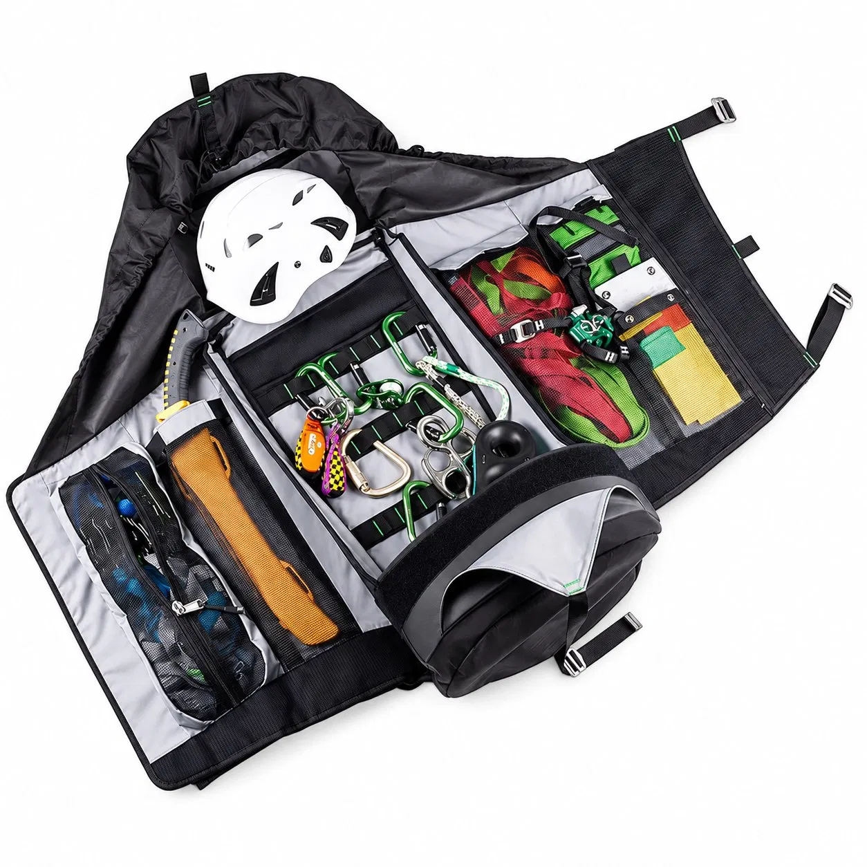 60L Rope Access Backpack Bag with Top and Front Opening