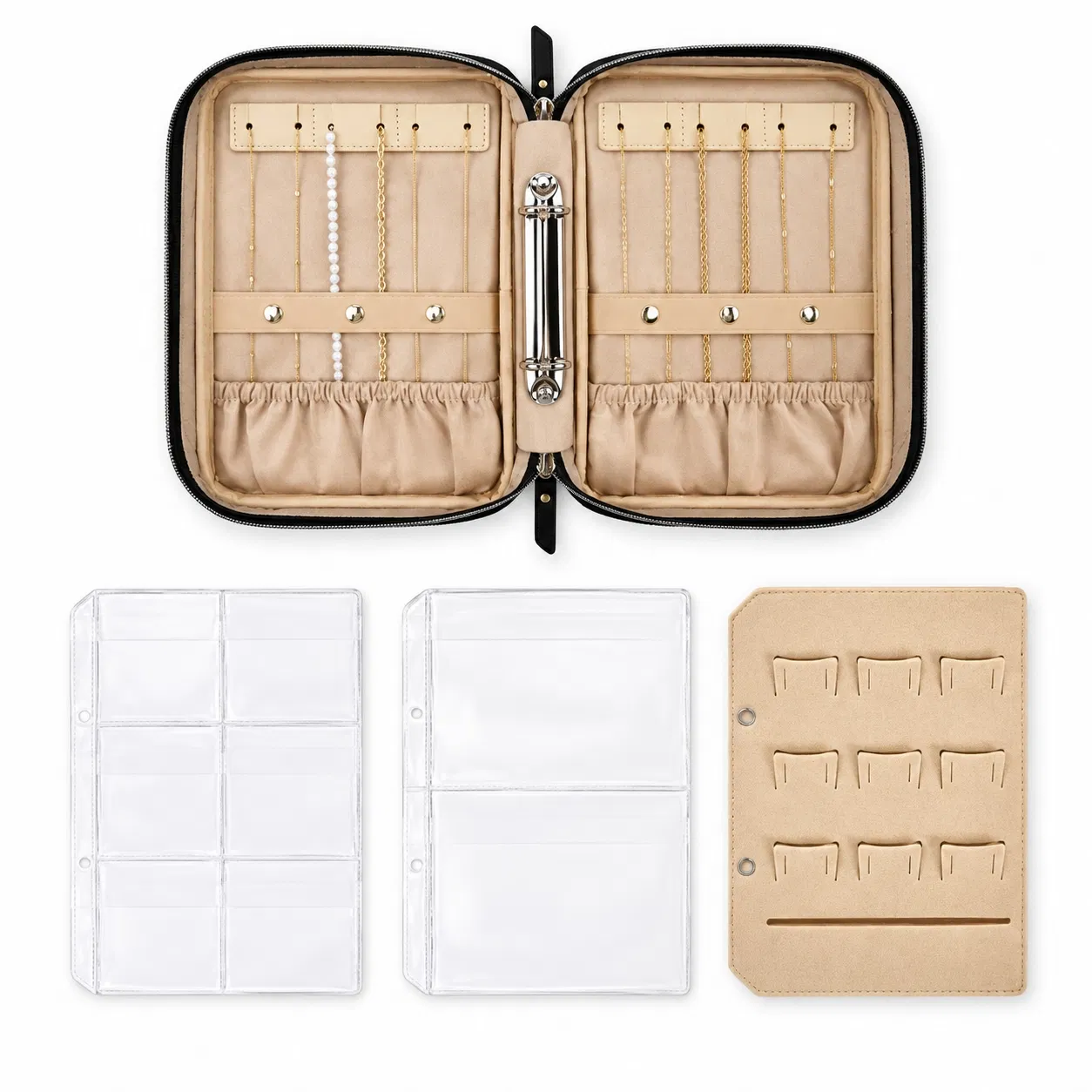 Lebon Lb-Yc0596 Transparent Page Travel Jewelry Organizer Binder Case