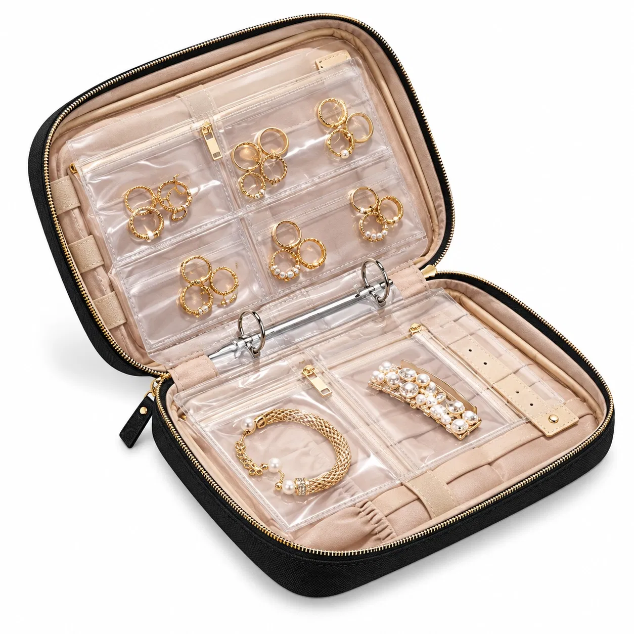 Lebon Lb-Yc0596 Transparent Page Travel Jewelry Organizer Binder Case