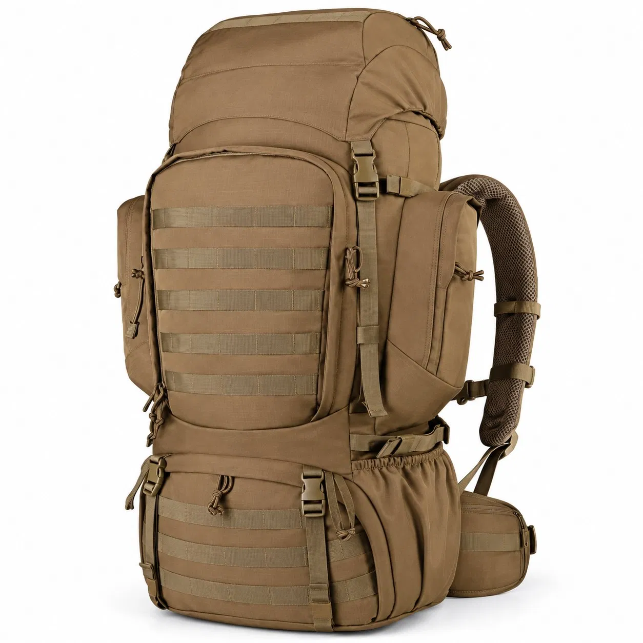 Polyester Tactical Molle Backpack with Curved Back Support for Hiking and Travel