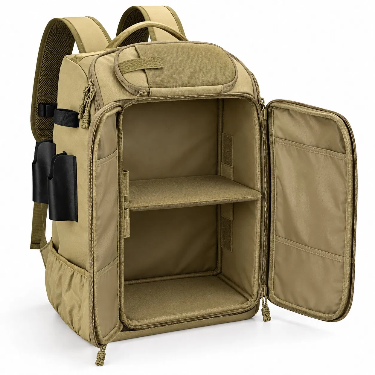 Custom Polyester Fishing Tackle Backpack with Rod Holders and Adjustable Storage Compartment