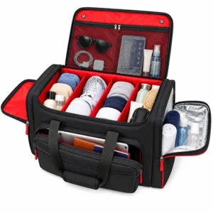 Polyester Sneaker Duffle Bag with Adjustable Dividers and Insulated Pocket
