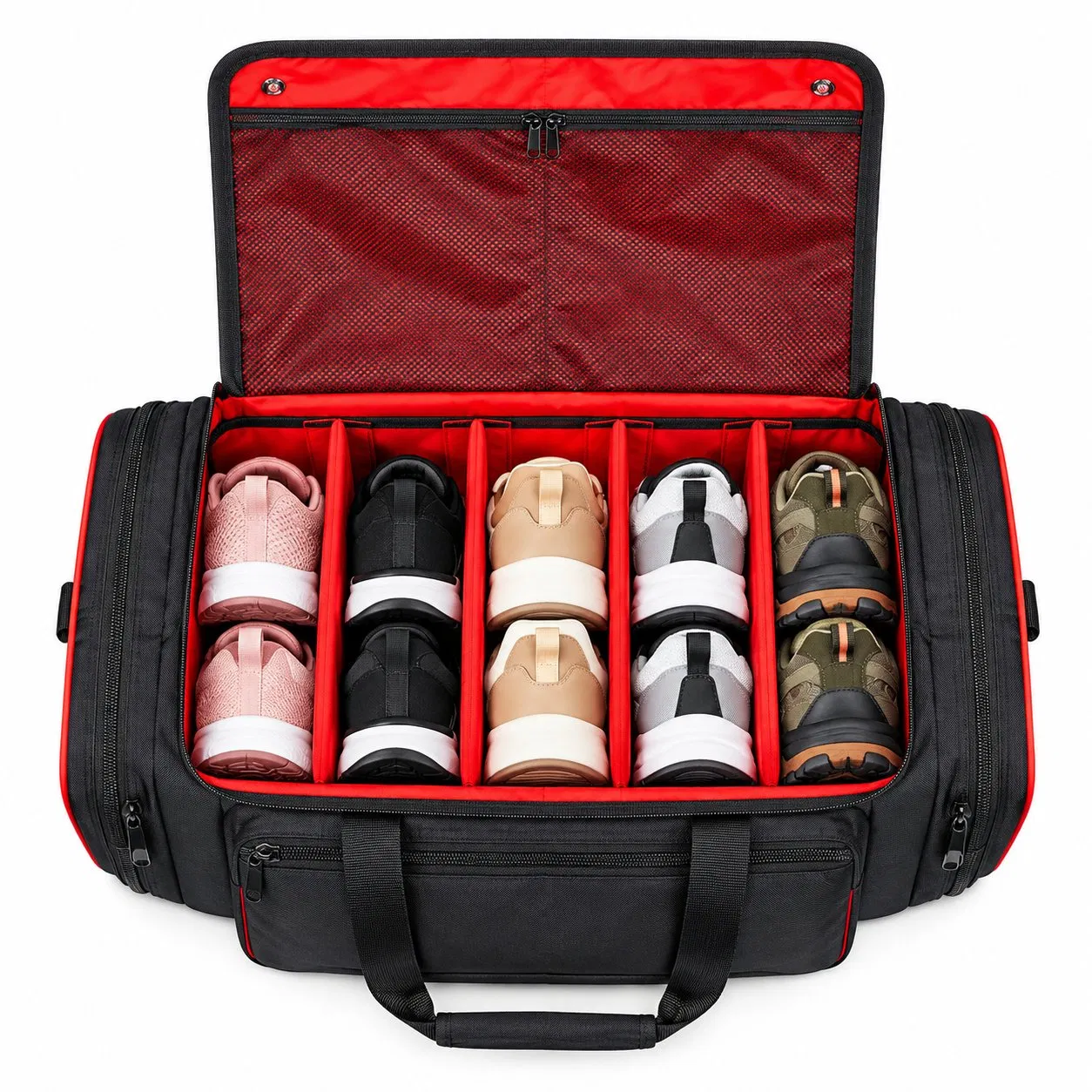 Polyester Sneaker Duffle Bag with Adjustable Dividers and Insulated Pocket