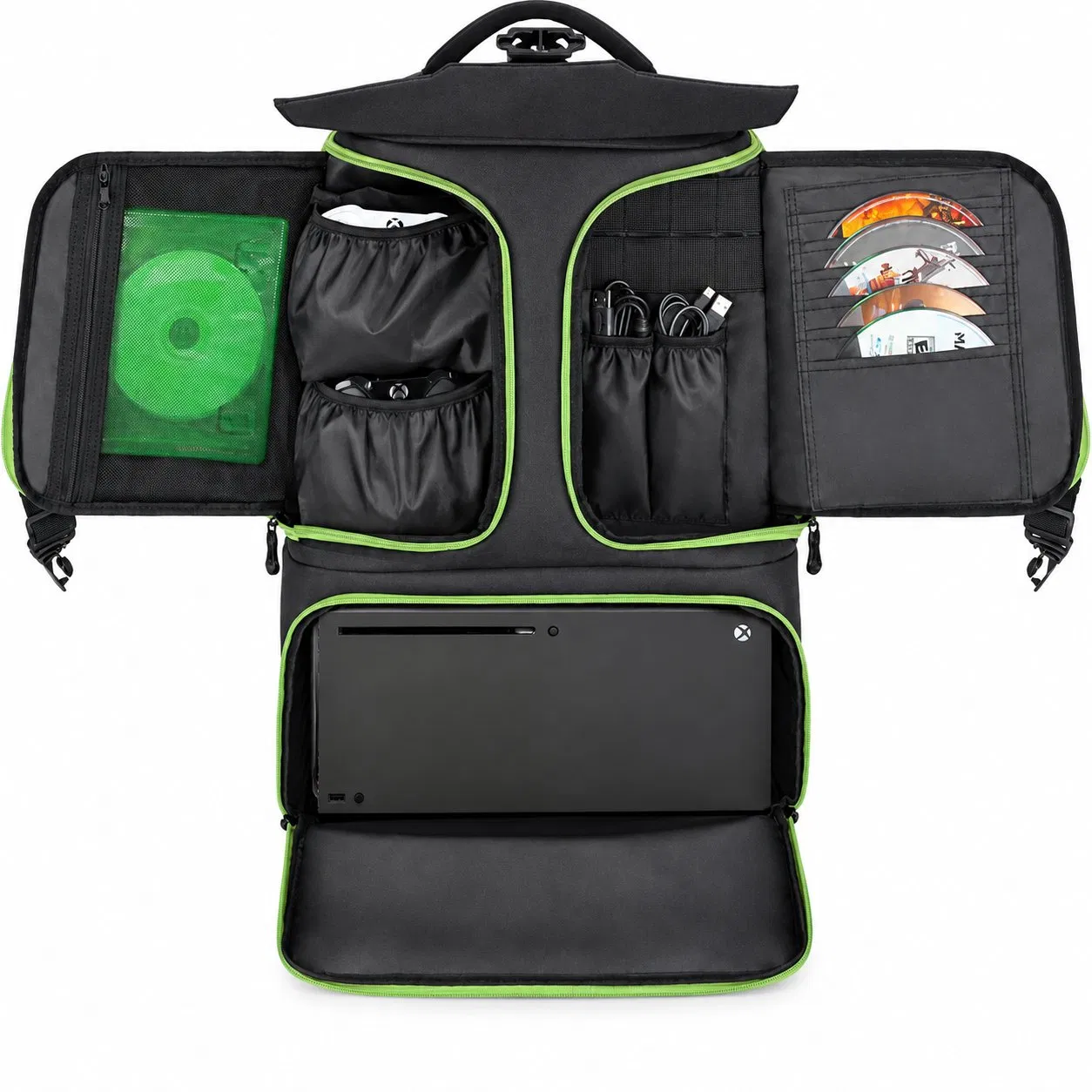 Custom Oxford Gaming Console Backpack with Controller and Headset Storage Pockets