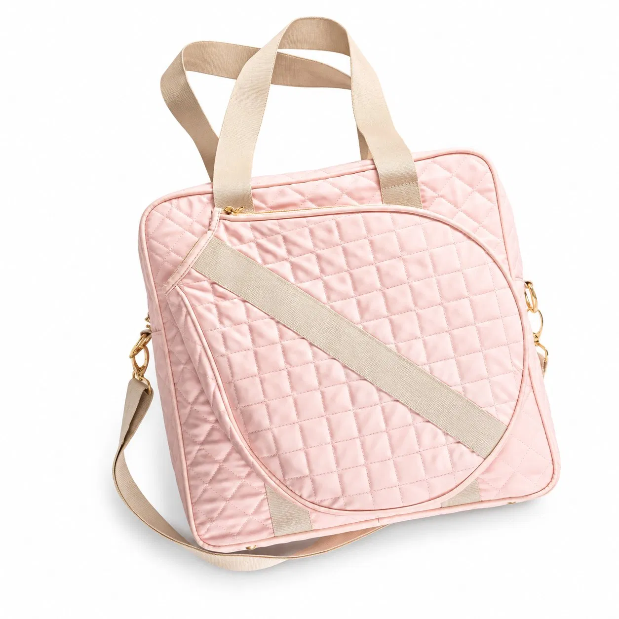 Quilted Oxford Tennis and Pickleball Racket Tote Bag with Removable Shoulder Strap