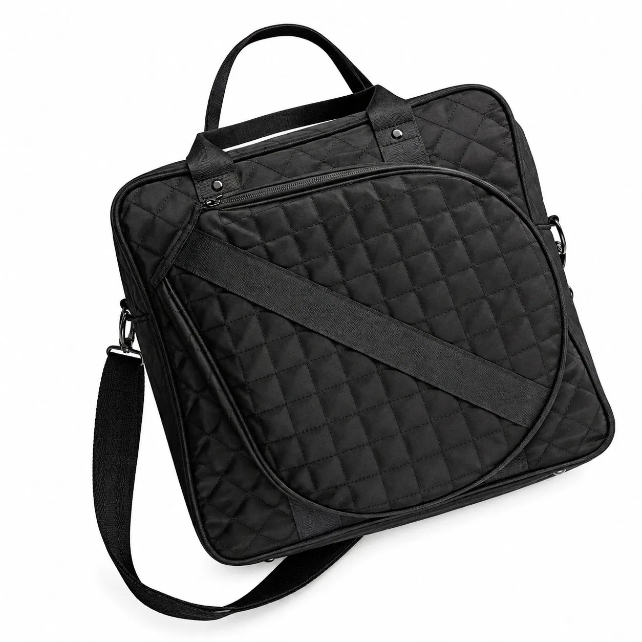 Quilted Oxford Tennis and Pickleball Racket Tote Bag with Removable Shoulder Strap