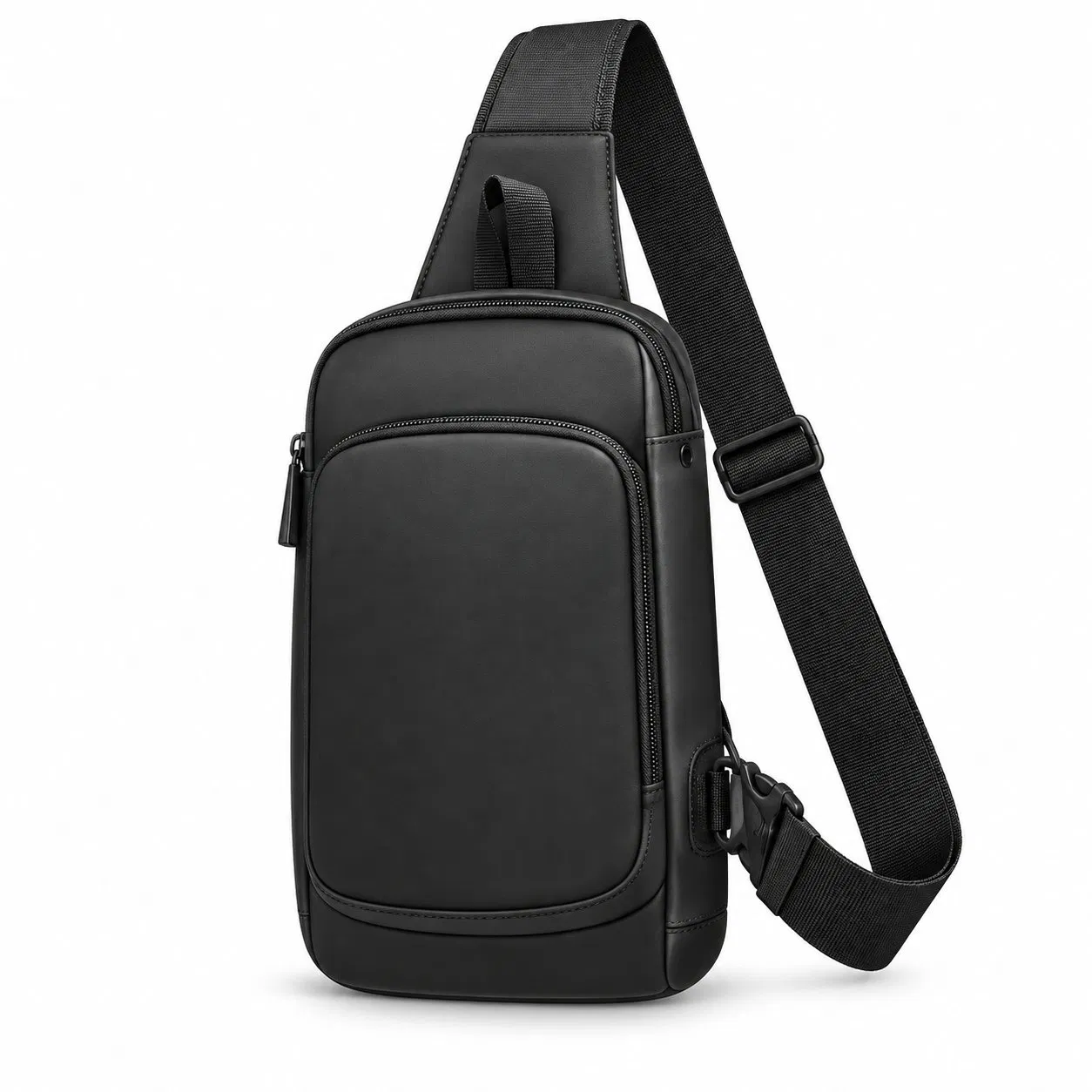 Men Single Shoulder Crossbody Chest Bag with Removable Strap and Zipper Closure
