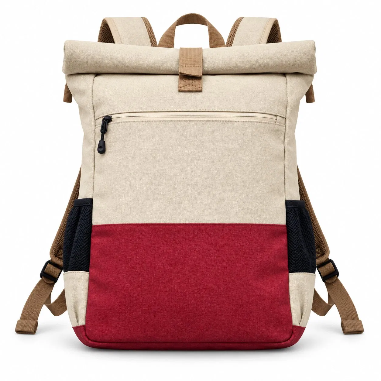 Roll Top Travel Laptop Backpack with G Clip Closure Padded Back and Side Pockets