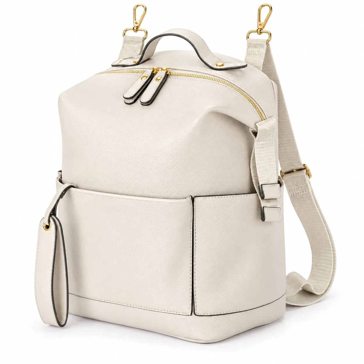 Portable PU Diaper Bag Backpack with Organizer Compartments Shoulder Straps and Pad