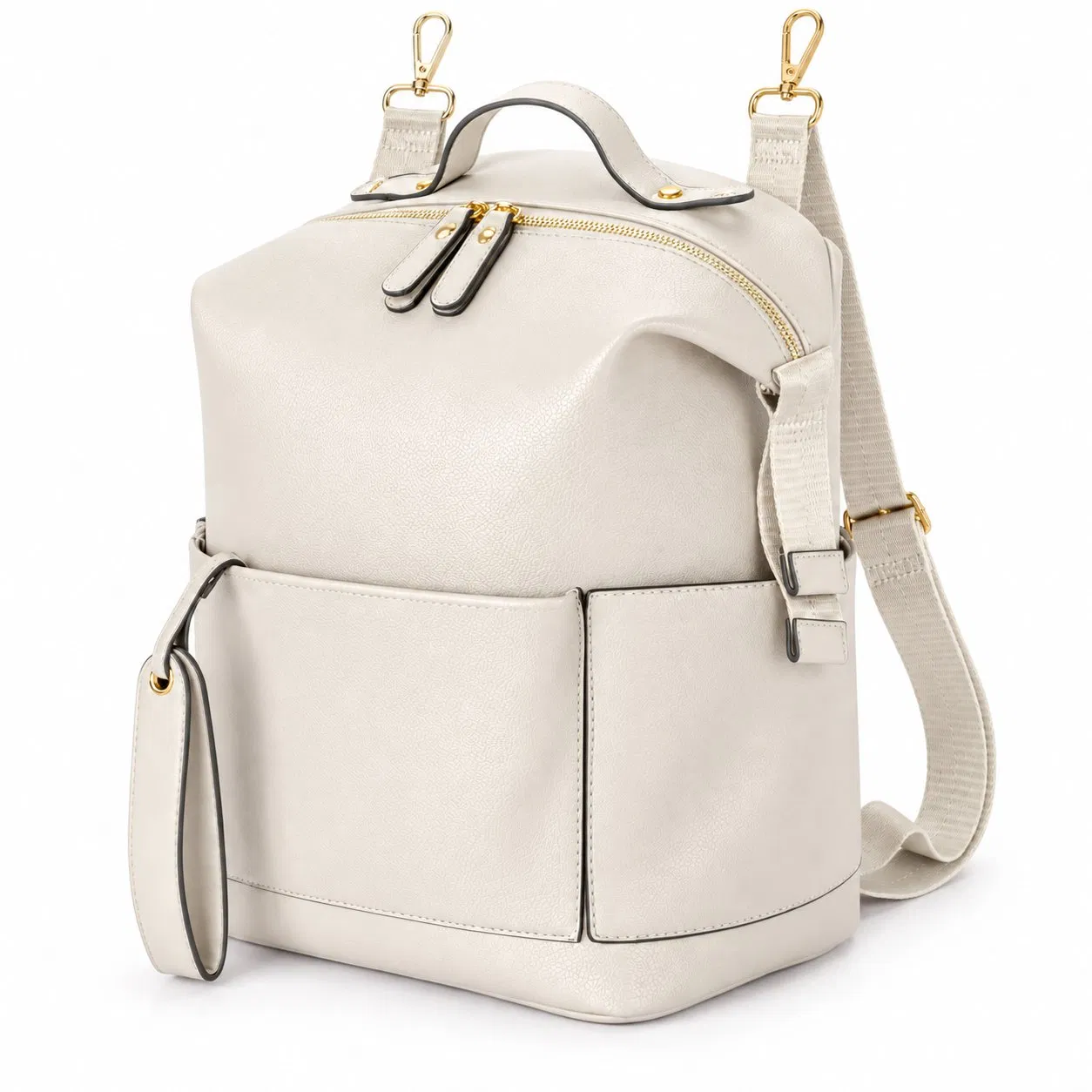 Portable PU Diaper Bag Backpack with Organizer Compartments Shoulder Straps and Pad