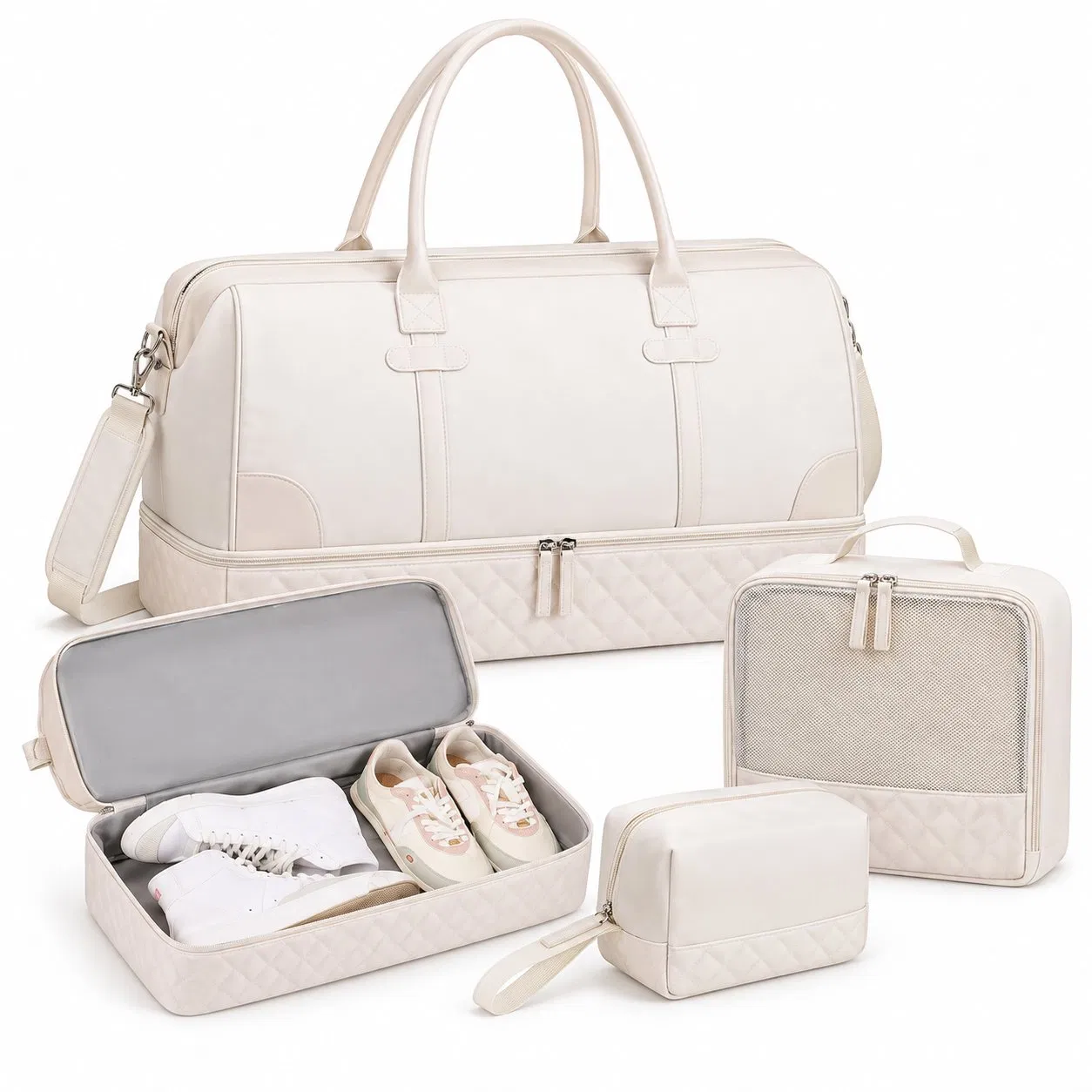 Foldable Travel Weekender Duffel Bag with Zipper and Custom Logo for Overnight Trips