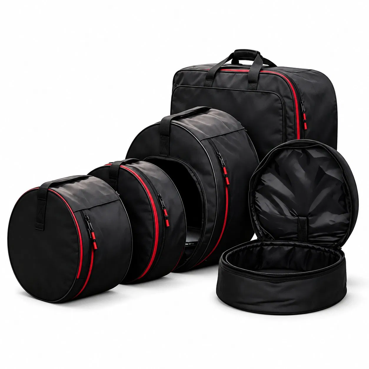 Oxford Padded Drum Carry Bags with Zipper and Round Design for Standard Kits
