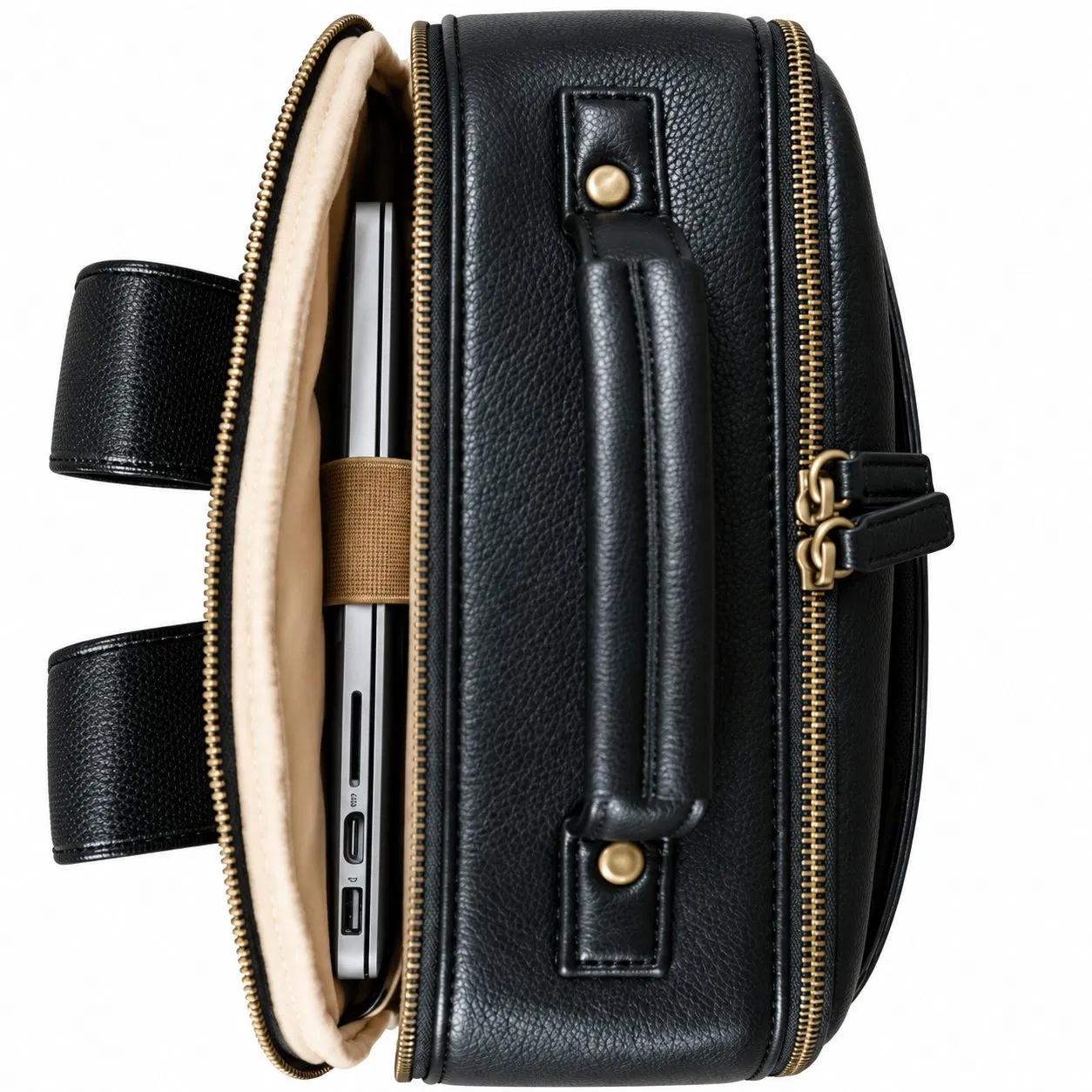 Vintage Leather Camera Backpack with Laptop Compartment and Adjustable Removable Dividers