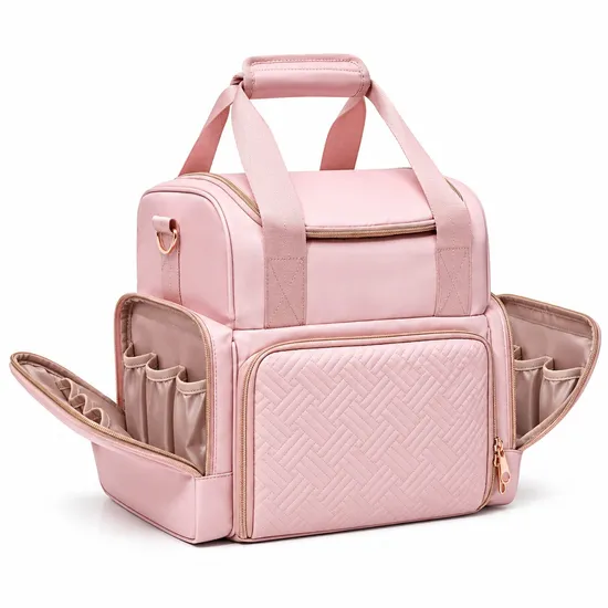 Double Layer Travel Makeup Organizer Bag with Zipper and Custom Logo Options