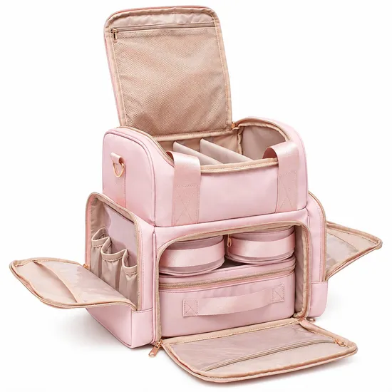 Double Layer Travel Makeup Organizer Bag with Zipper and Custom Logo Options