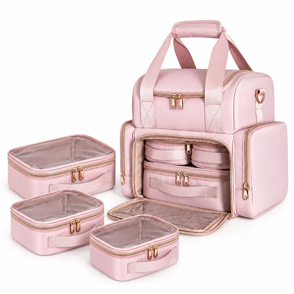 Double Layer Travel Makeup Organizer Bag with Zipper and Custom Logo Options