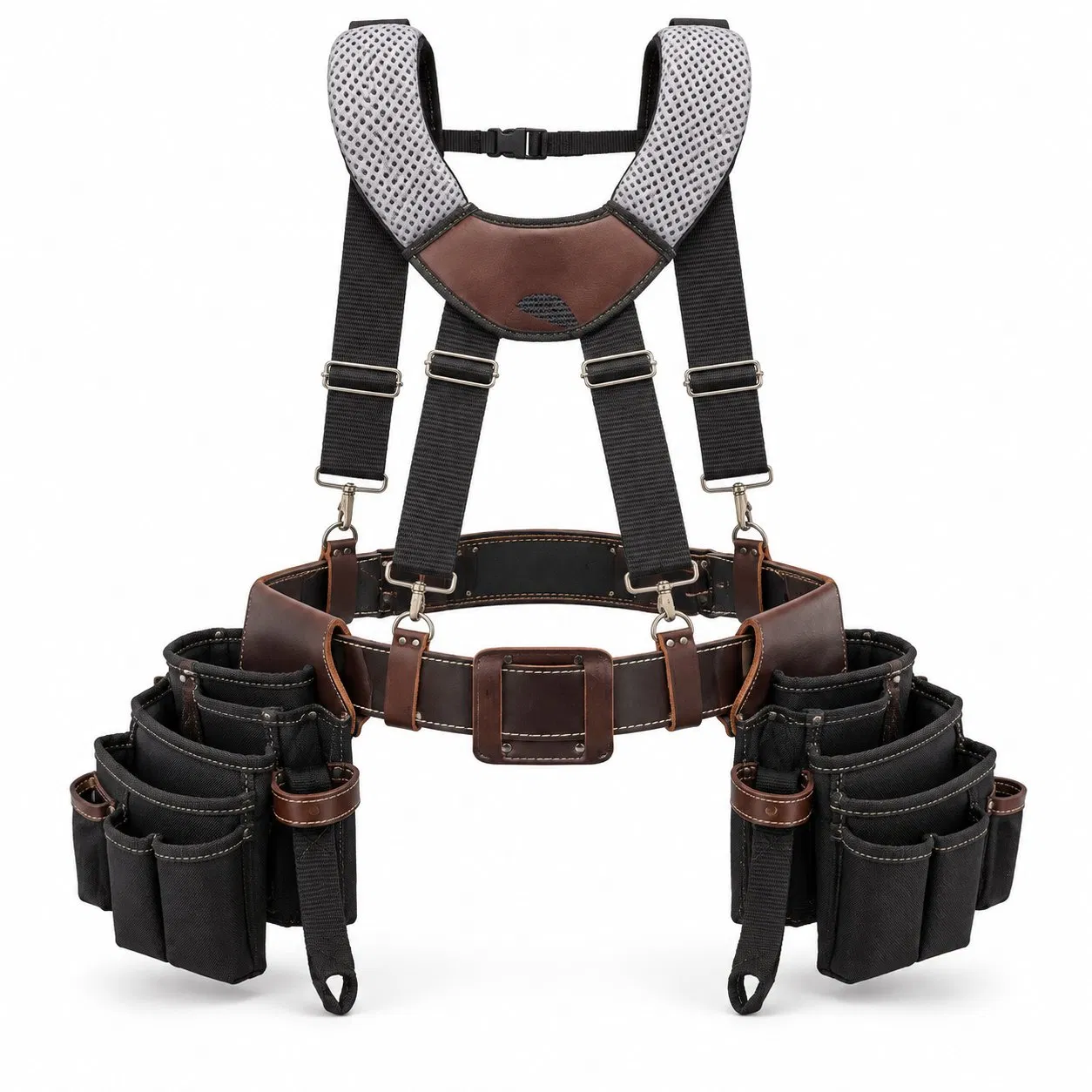 Tool Belt Waist Bag with Adjustable Suspenders for Carpenters and Electricians